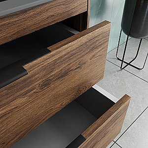 Тумба с раковиной Vincea Chiara 2D 80 VMC-2C2800CO/VCB-13800G тёмный дуб/раковина серая для ванной в интернет-магазине Sanbest