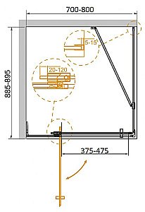 Душевой уголок Cezares Slider 70х90 SLIDER-AH-1-90-70/80-C-GM профиль оружейная сталь/стекло прозрачное купить в интернет-магазине Sanbest