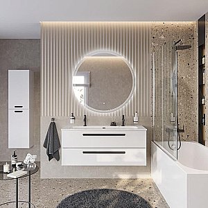 Тумба с раковиной Cezares ECO-CER-N 120 ECO-CER-N-1200-2C-SO-BO белая матовая для ванной в интернет-магазине Sanbest