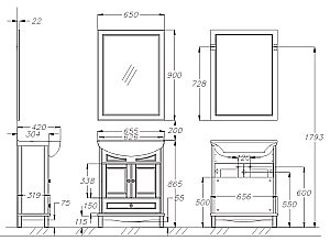 Тумба с раковиной Опадирис Омега 65 белая матовая для ванной в интернет-магазине Sanbest