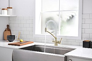 Смеситель для кухни Paulmark Sigen Si213111-BrW Бронза, Белый купить в интернет-магазине сантехники Sanbest