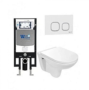 Унитаз с инсталляцией WeltWasser AMBERG 497 + BAARBACH 004 GL-WT + AMBERG RD-WT купить в интернет-магазине Sanbest