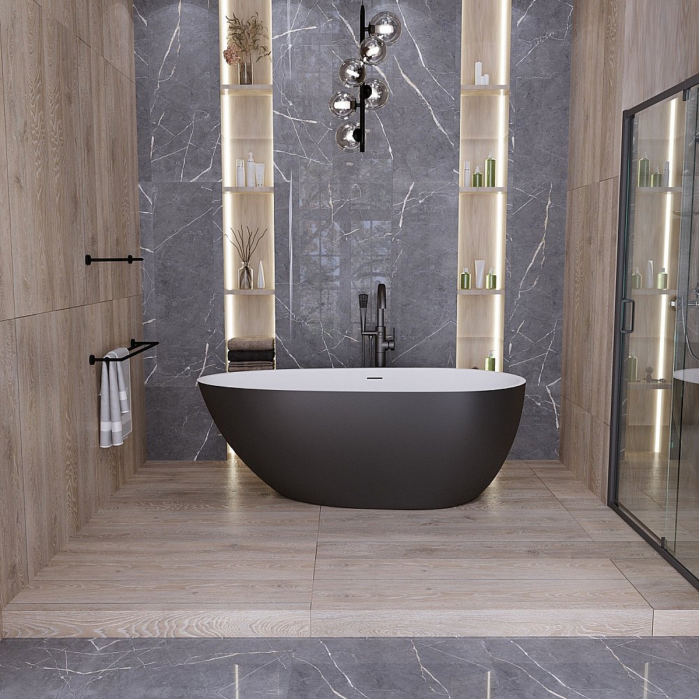 Ванна акриловая Grossman Fly GR-1102MB 170х80 белая, черная матовая купить в интернет-магазине Sanbest