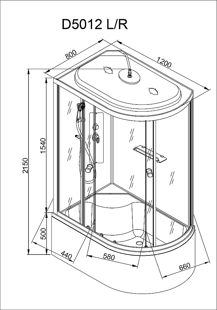 Душевая кабина AvaCan D Серия D5012 120х80 стандартная купить в интернет-магазине Sanbest