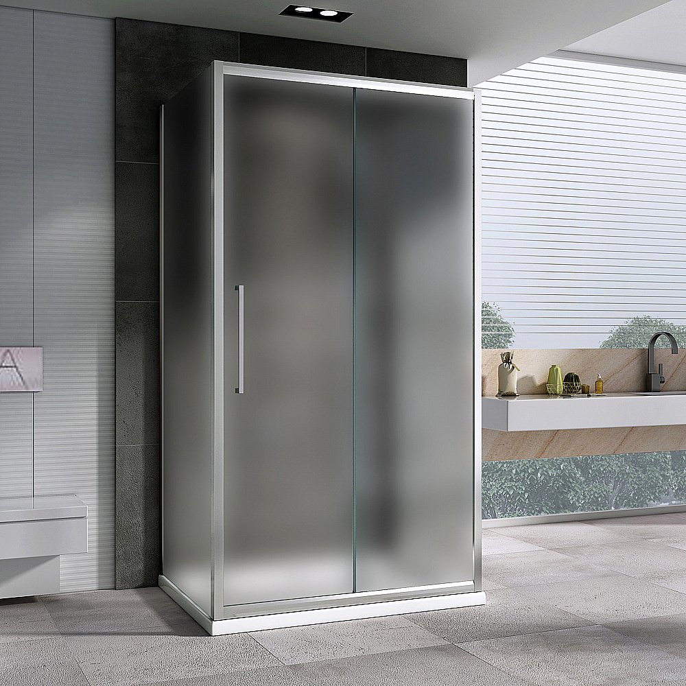 Душевой уголок ABBER Schwarzer Diamant AG30140MH-S75M-S75M 140x75 стекло матовое/профиль хром купить в интернет-магазине Sanbest