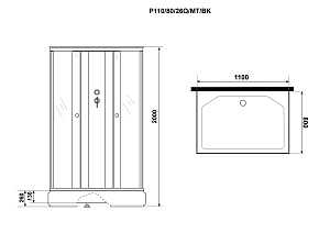 Душевая кабина Niagara Promo P110/80/26Q/MT/BK 110х80 без крыши, матовое/профиль белый купить в интернет-магазине Sanbest