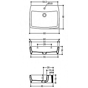 Раковина накладная Axa X-Tre 60 19081 белая купить в интернет-магазине Sanbest