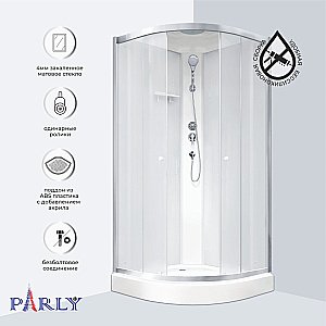 Душевая кабина Parly Bianco BETT931 90х90 стекло матовое/профиль матовый хром купить в интернет-магазине Sanbest