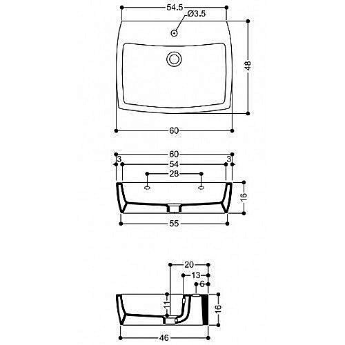 Раковина накладная Axa X-Tre 60 19081 белая купить в интернет-магазине Sanbest