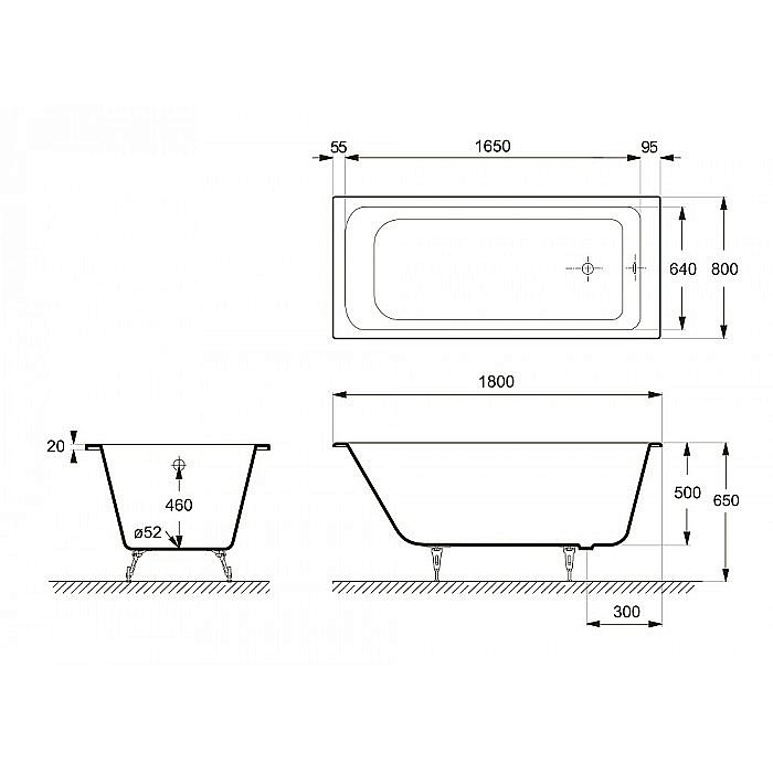 Ванна чугунная Delice Camelot Elite DLR230616 180х80 белая купить в интернет-магазине Sanbest