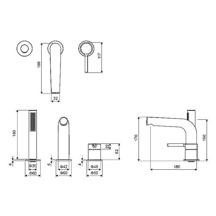 Смеситель для ванны EXCELLENT Pi AREX.1234BL черный матовый купить в интернет-магазине сантехники Sanbest