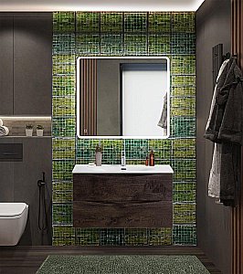 Тумба с раковиной BelBagno MARINO-CER-N-900-2C-SO-RNG-P Rovere Nature Grigio для ванной в интернет-магазине Sanbest