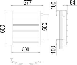 Полотенцесушитель водяной Terminus Классик П6 500х600 с боковым подключением 500 купить в интернет-магазине сантехники Sanbest