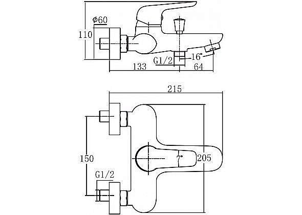 Смеситель для ванны с душем Aquanet Pragmatic AF430-20С купить в интернет-магазине сантехники Sanbest