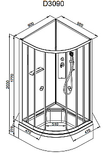 Душевая кабина AvaCan D Серия D3090 N 90х90 без крыши купить в интернет-магазине Sanbest