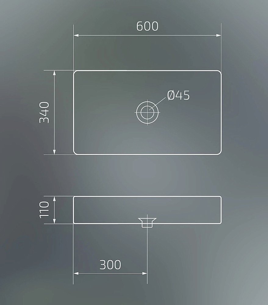 Раковина накладная Gid Geometrico 60 BL9396 53346 черная купить в интернет-магазине Sanbest