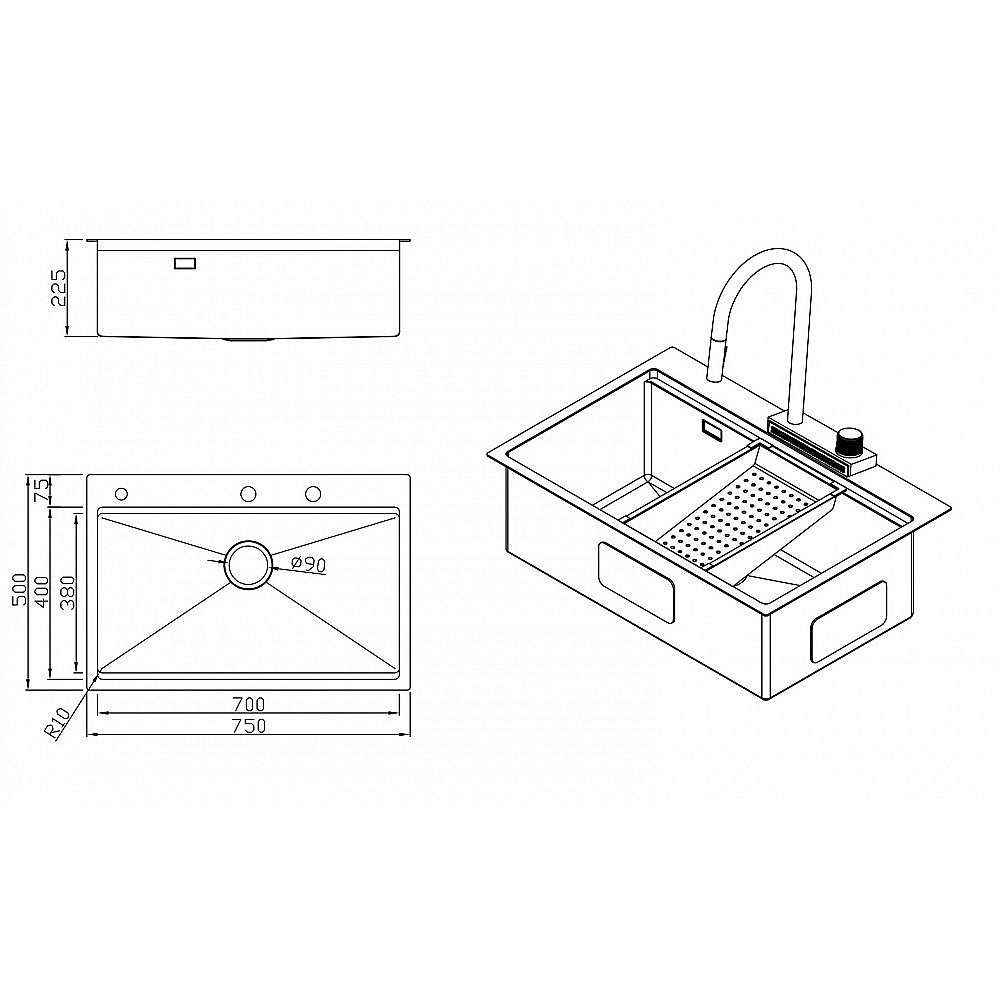 Мойка кухонная Milacio Denia 75 Steel MC.77428 золото купить в интернет-магазине сантехники Sanbest