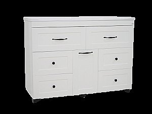 Тумба с раковиной 6 ящ. напольная Misty Дуэт 120 белая матовая для ванной в интернет-магазине Sanbest