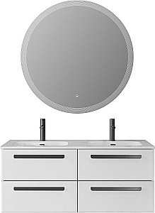 Тумба с раковиной Cezares ECO-CER-N 120 ECO-CER-N-1200-4C-SO-2-BL белая глянцевая для ванной в интернет-магазине Sanbest