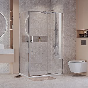 Душевой уголок Niagara Nova NG-66-11A/NG-A100-34 110х100 стекло прозрачное/профиль хром купить в интернет-магазине Sanbest