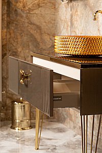 Консоль с раковиной и столешницей Armadi Art LUCIDO 770-100-BB 100 бронзированный коричневый для ванной в интернет-магазине сантехники Sanbest