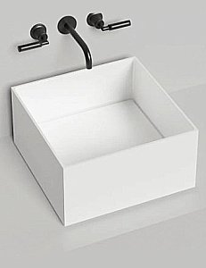 Раковина накладная Salini Armonia SQUARE 02 130522M 45 из искусственного камня S-Stone, белая матовая купить в интернет-магазине Sanbest