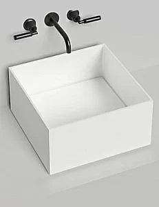 Раковина накладная Salini Armonia SQUARE 02 130522M 45 из искусственного камня S-Stone, белая матовая купить в интернет-магазине Sanbest