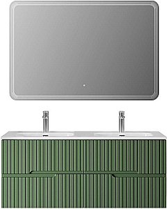 Тумба с раковиной Cezares DUET-N 120 DUET-N-1200-4C-SO-2-PS-P фисташковый софт для ванной в интернет-магазине Sanbest