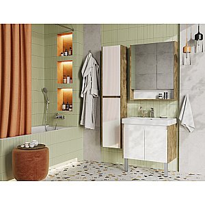 Тумба с раковиной Акватон Сканди Doors 70 белая/дуб рустикальный для ванной в интернет-магазине Sanbest