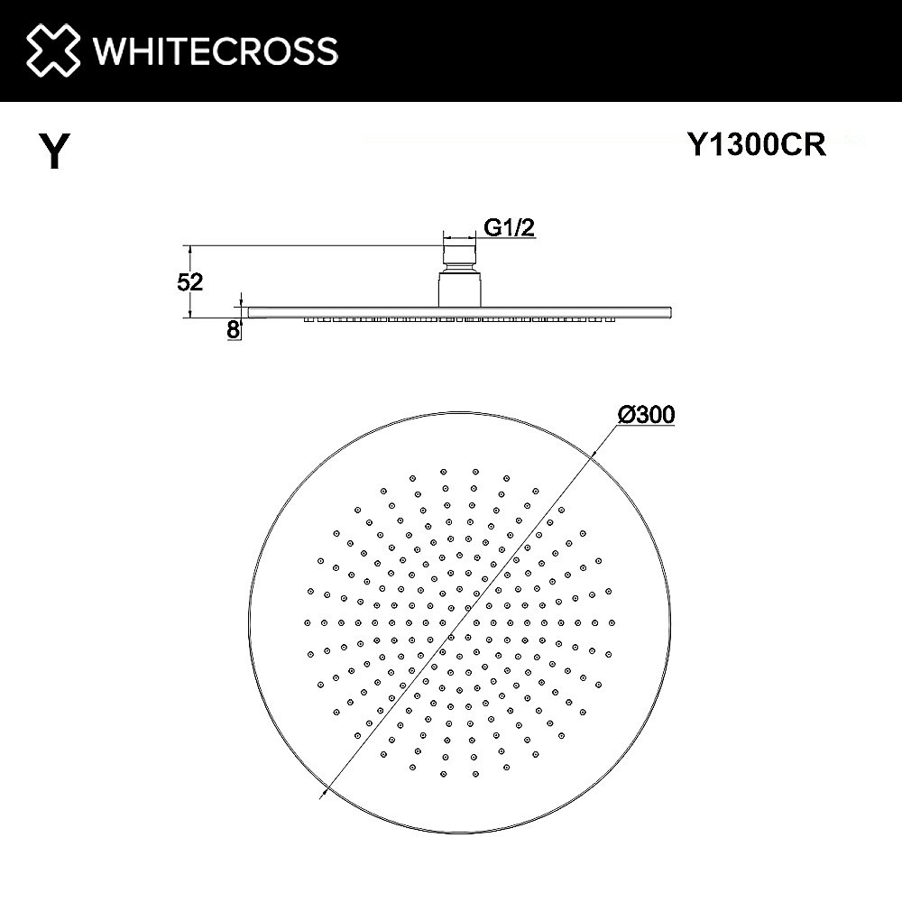 Верхний душ WhiteCross Y 30 Y1300CR хром купить в интернет-магазине сантехники Sanbest