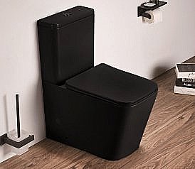 Унитаз напольный CeramaLux 2170AXMB черный матовый, безободковый, с бачком, с крышкой микролифт купить в интернет-магазине Sanbest