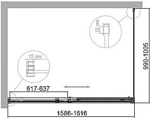 Душевой уголок Cezares Duet Soft-M 160х100 DUET SOFT-M-AH-1-160/100-C-Cr стекло прозрачное/профиль хром купить в интернет-магазине Sanbest