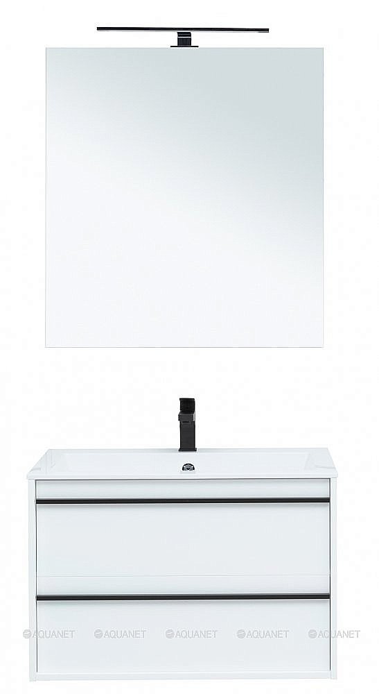 Тумба с раковиной Aquanet Lino 80 белая матовая для ванной в интернет-магазине Sanbest