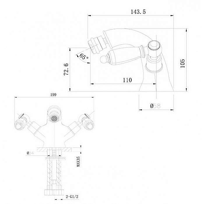 Смеситель для биде Caprigo ADRIA–Classic 03-530 хром купить в интернет-магазине сантехники Sanbest