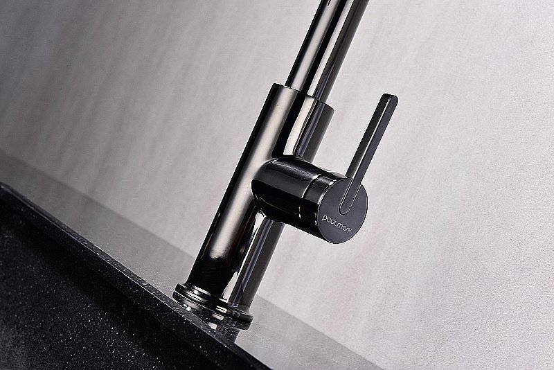 Смеситель для кухни Paulmark Tornado To213402-GB черный глянцевый купить в интернет-магазине сантехники Sanbest