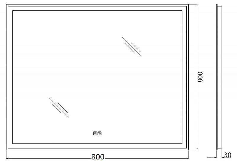 Зеркало Belbagno 80 SPC-GRT-800-800-LED-3000K-TCH-WARM подсветка, сенсор, подогрев в ванную от интернет-магазине сантехники Sanbest