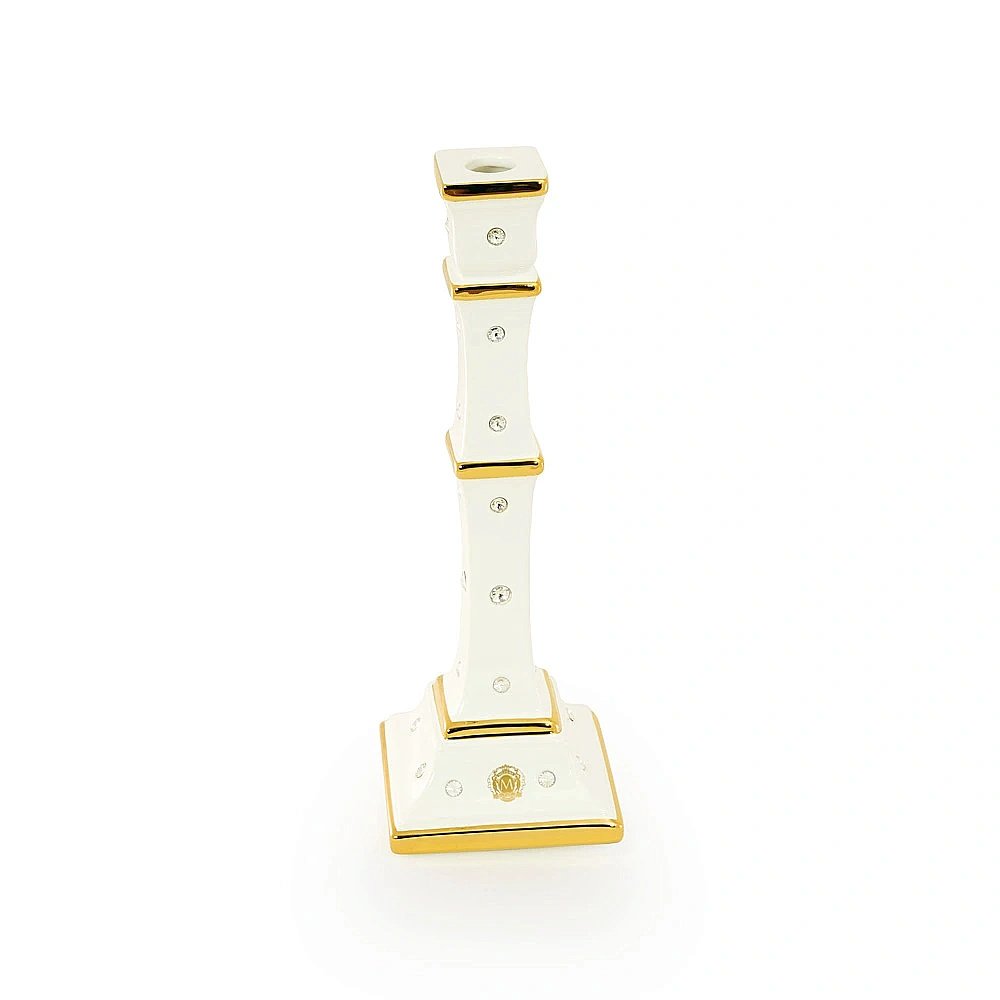 Подсвечник одинарный Migliore EMOZIONI 26570 белый/декор золото купить в интернет-магазине сантехники Sanbest