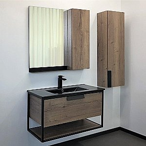 Тумба с раковиной Comforty Бонн 00-00001937 90 дуб темный для ванной в интернет-магазине Sanbest