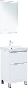 Тумба с раковиной Aquanet Алвита new 50 344131+333265 белая матовая для ванной в интернет-магазине Sanbest