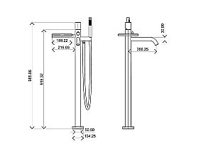 Смеситель для ванны Boheme Stick 129-SGM.3 оружейная сталь/ручка LINEA купить в интернет-магазине сантехники Sanbest