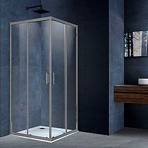 Душевой уголок Vincea Alpha VSS-3AL900CLGM 90х90 стекло прозрачное/профиль вороненая сталь купить в интернет-магазине Sanbest