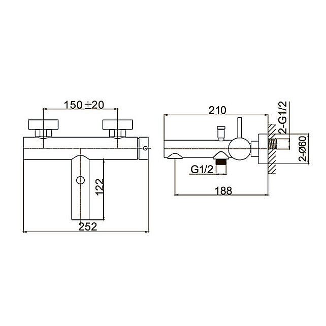 Смеситель для ванны Caprigo Don 53-011-CRM хром купить в интернет-магазине сантехники Sanbest