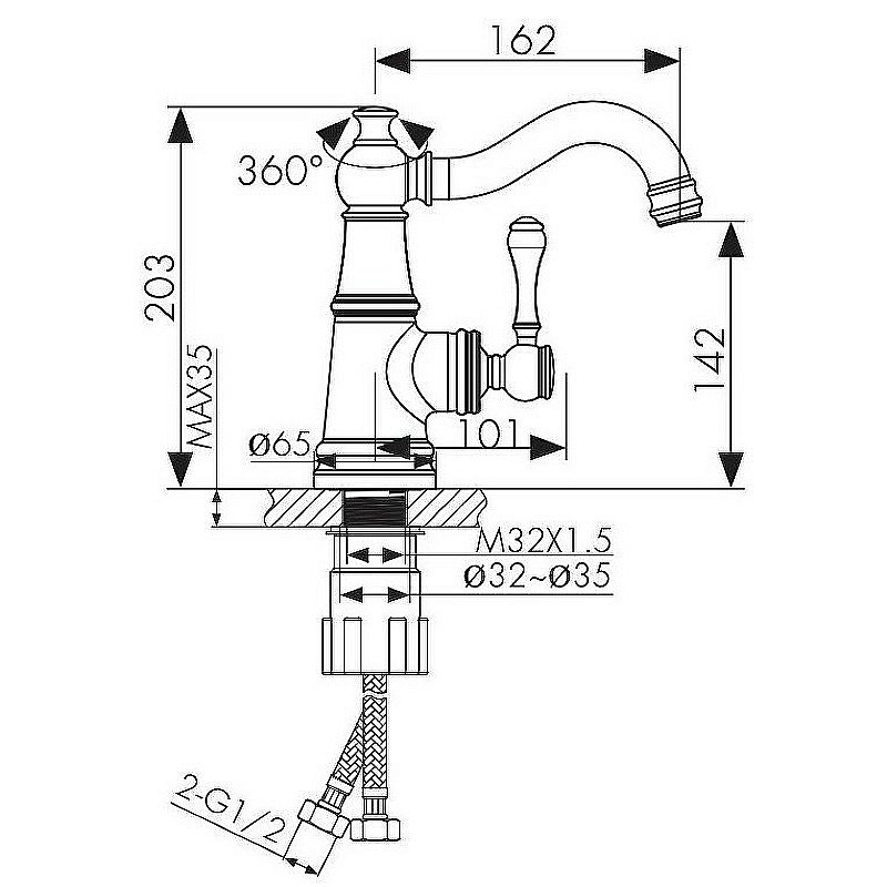 Смеситель для раковины Kaiser Aria 03011 купить в интернет-магазине сантехники Sanbest