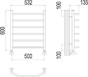 Полотенцесушитель водяной Terminus Виктория П6 500х600 купить в интернет-магазине сантехники Sanbest