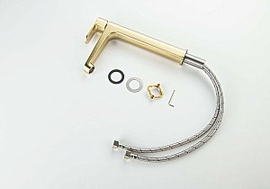 Смеситель для раковины Aquatek Оберон AQ1204BG 240 золото шлифованное, без донного клапана купить в интернет-магазине сантехники Sanbest