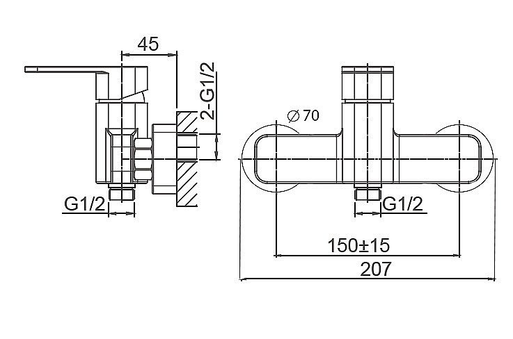 Смеситель для душа WONZON & WOGHAND ARNIE WW-694101-CR хром купить в интернет-магазине сантехники Sanbest