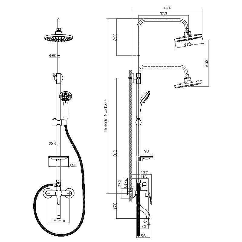 Душевая система Rossinka A35-46 купить в интернет-магазине сантехники Sanbest