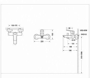 Смеситель для ванны BRAVAT Real F6121179CP-01 купить в интернет-магазине сантехники Sanbest