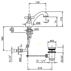 Смеситель для раковины Nicolazzi Nuova Brenta 2532BZ бронза купить в интернет-магазине сантехники Sanbest