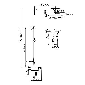 Душевая система WasserKraft Abens 2000 SET2707 Thermo черный Soft-touch/хром купить в интернет-магазине сантехники Sanbest